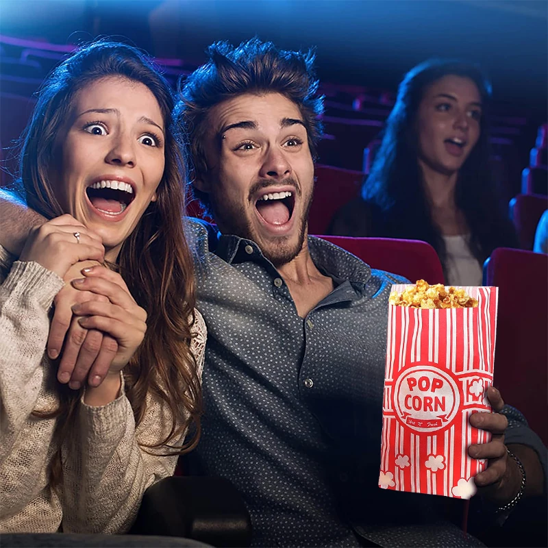 25Pcs Paper Popcorn Bags Goodie Packaging Bag Carnival Snack Treats Container Bucket Wedding Birthday Party Movie Night Supplies