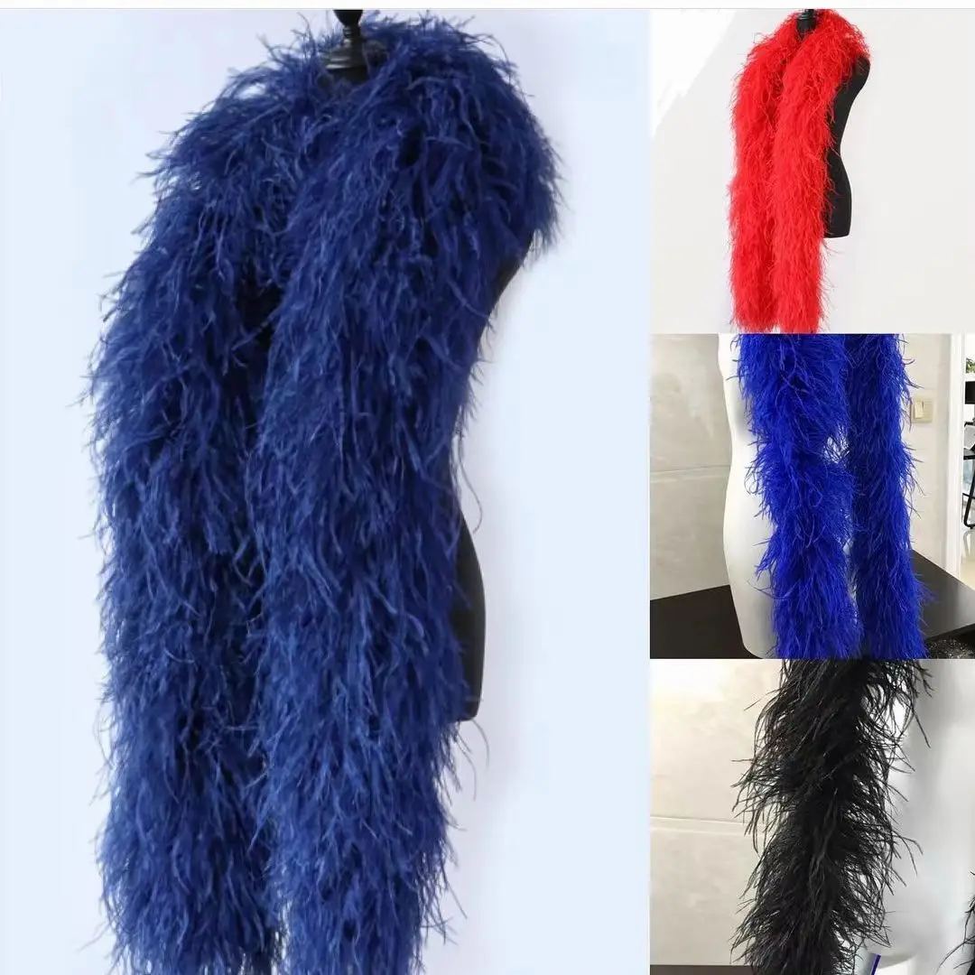 

Wholesale Natural Ostrich Feather Boa Thick 8PLY 10PLY 15ply 20PLY Customized Fluffy Plume Trims Shawl DIY Party Clothing