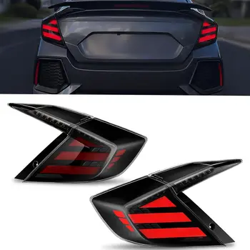 Sequential LED Tail Lights Compatible for Honda Civic 10th Gen Sedan 2016-2021 Starting Animated Tail Light Assembly Turn Signal