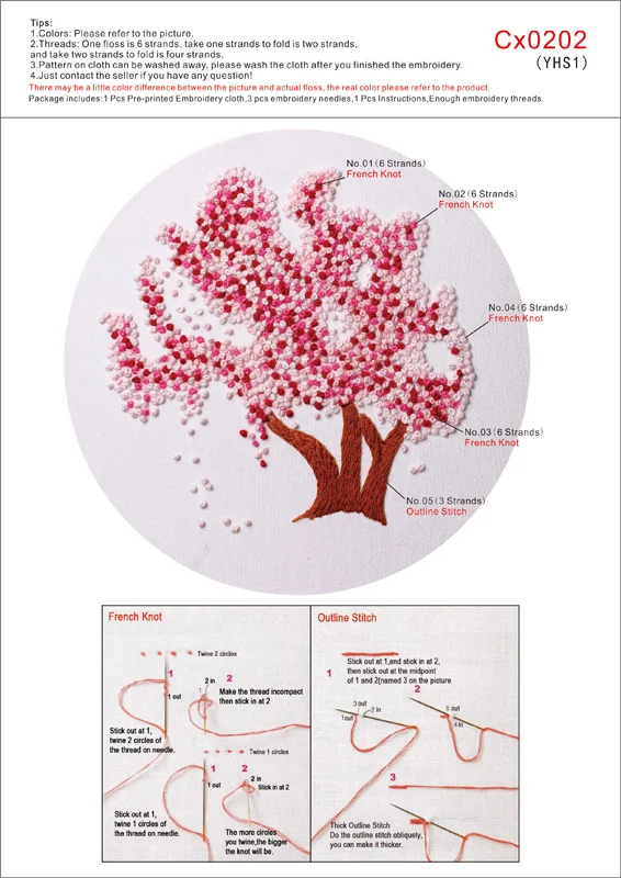 DIY Embroidery Kit for Beginner Flower Tree Cross Stitch