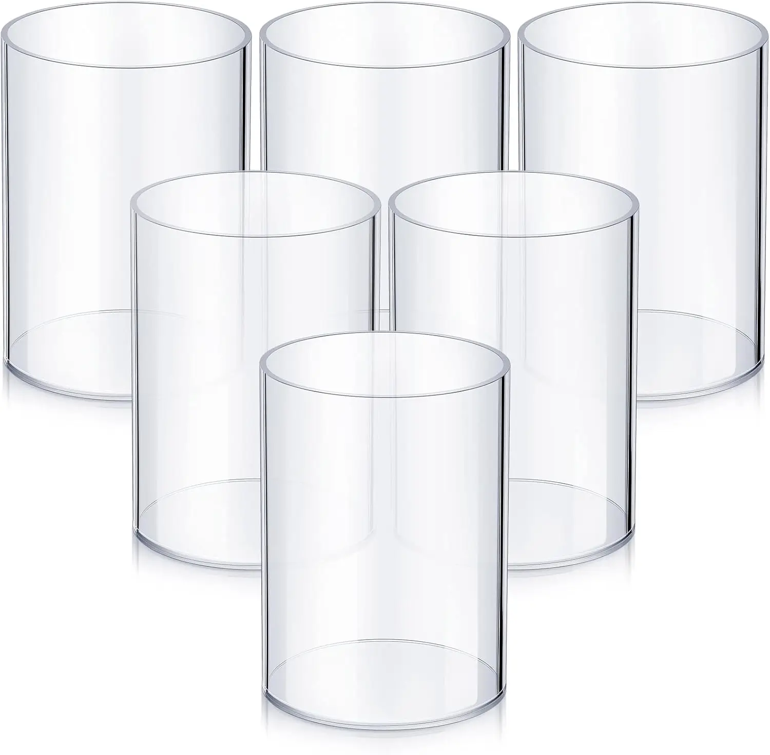 Clear Acrylic Pencil Pen Holder Cup Round Makeup Brush Holder Acrylic Make up Brush Storage Organizer 6 Pieces