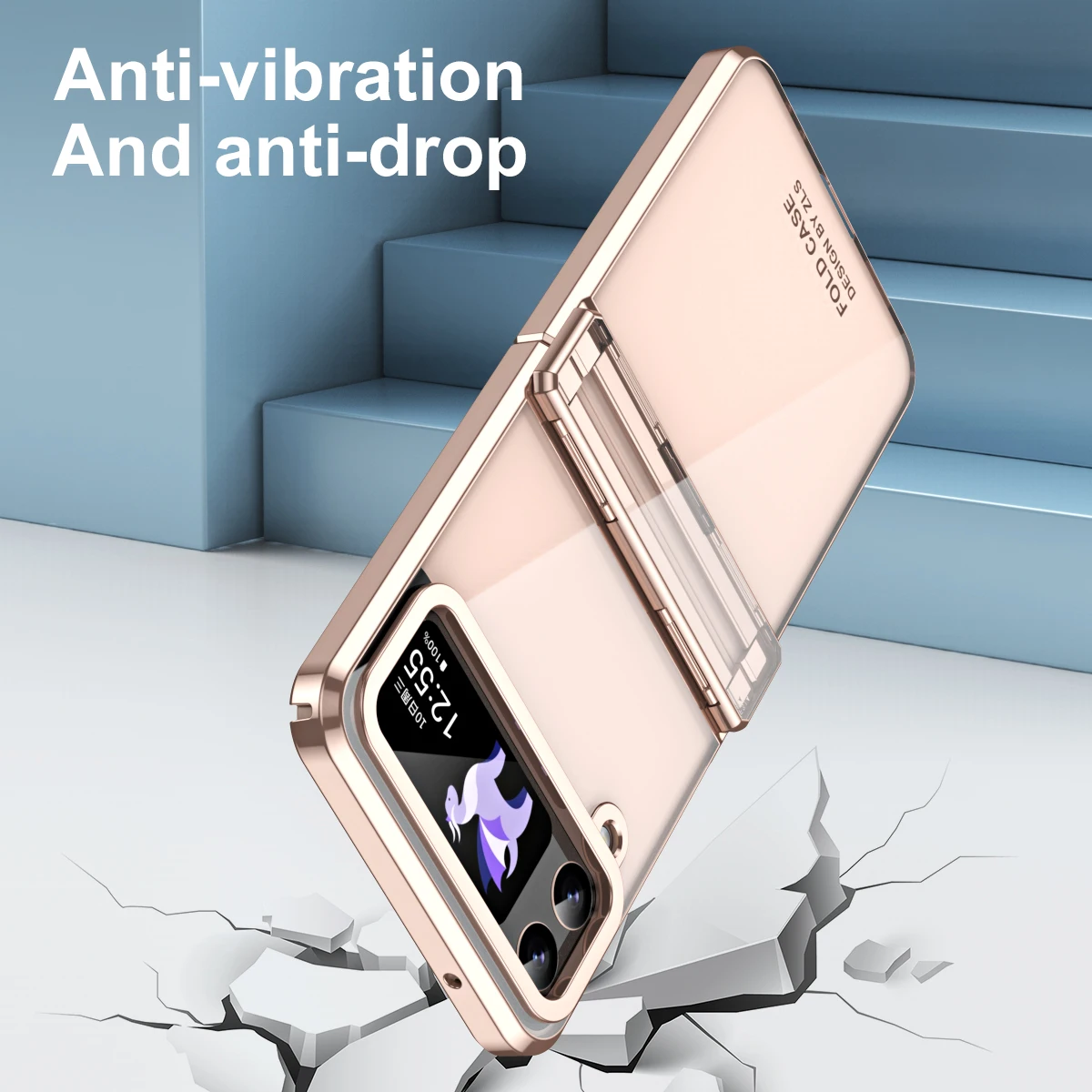 For Samsung Galaxy Z Flip 5 4 3 Case Colorful Transparent Electroplating With Folding Hinge Shockproof Protection Hard Back Case