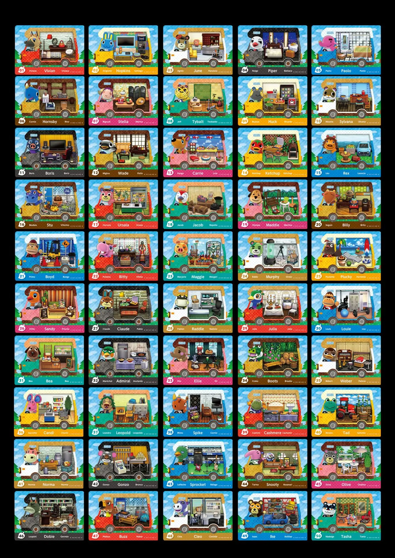 50pcs  Animal Welcome NFC RV Cards Crcosing Complete No.1-50 31mmx21mm size