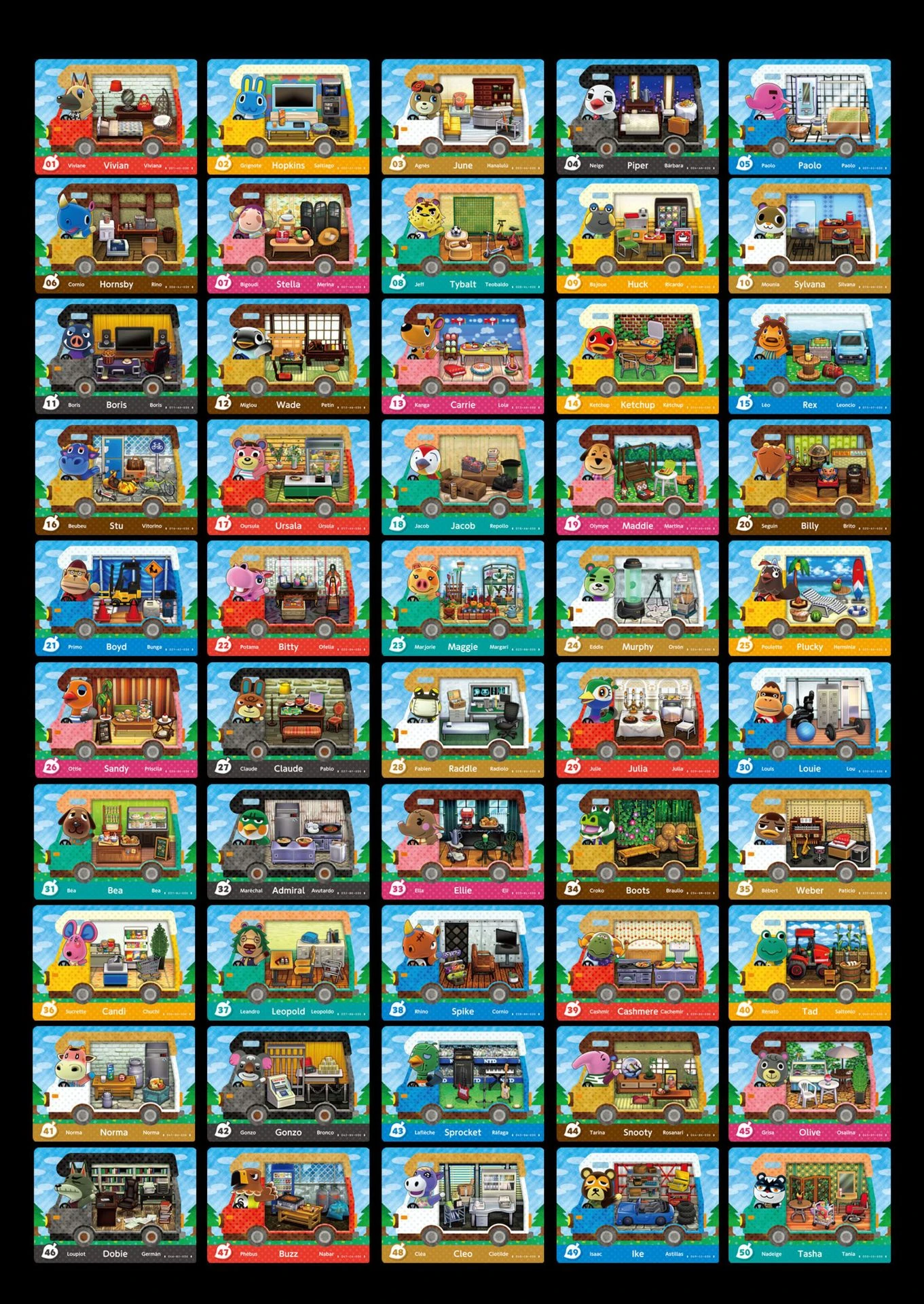 50pcs  Animal Welcome NFC RV Cards Crcosing Complete No.1-50 31mmx21mm size