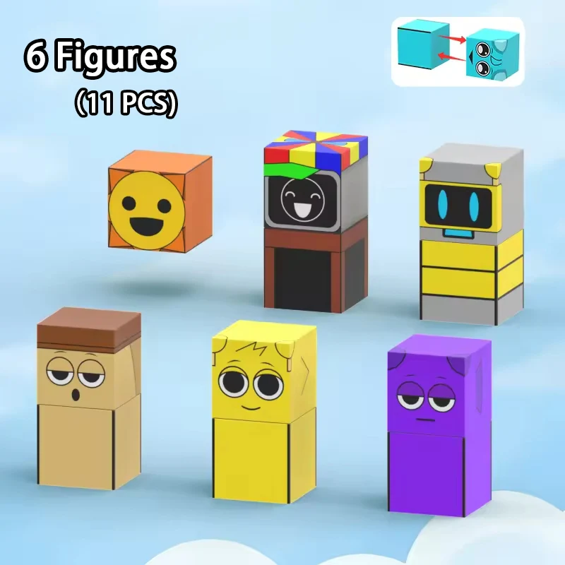 Magnetic Building Blocks Sprunki Magnet Cube Mine World Set for Boy Girl Kid Age 3+ DIY Model Children STEM Sensory MusicToy Gift
