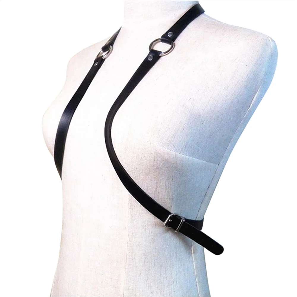 Leather Chest Harness Sexy Women Men Adjustable Leather Body Chest Harness Belt Punk Fancy Costume