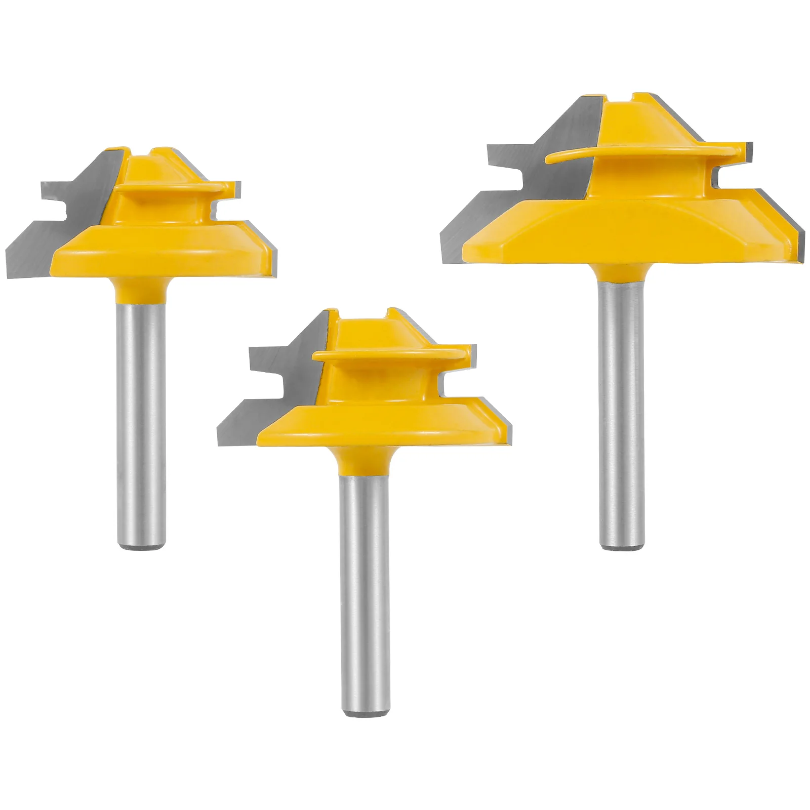 

3Pcs 45° Lock Miter Router Bit Set Carbide Tipped Joint Router Bit Kit with 1/4inch Shank Woodworking Milling Cutter Tool Sturdy