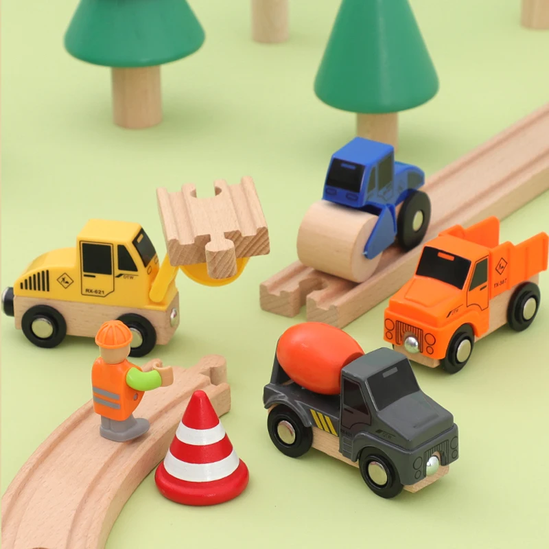 Wooden Bottom a Number Of Multifunctional Magnetic Car Scene Car Compatible With Various Brands Of Wooden Rail Children\'s Toys