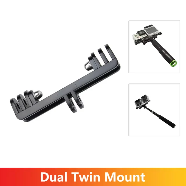 Dual Twin Mount Double Head Tripod Adapter for GoPro Hero 13 12 11 10 9 Insta360 SJCAM AKASO DJI OSMO Action Camera Accessories