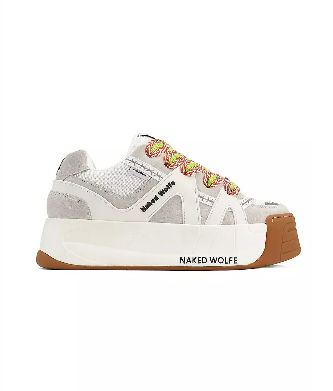 Naked Wolfe Slide White Low Top Sneakers Camoscio Mesh Platform Skate Outsole Sneaker Chunky Lace Up Slider Acquista Lady Designer