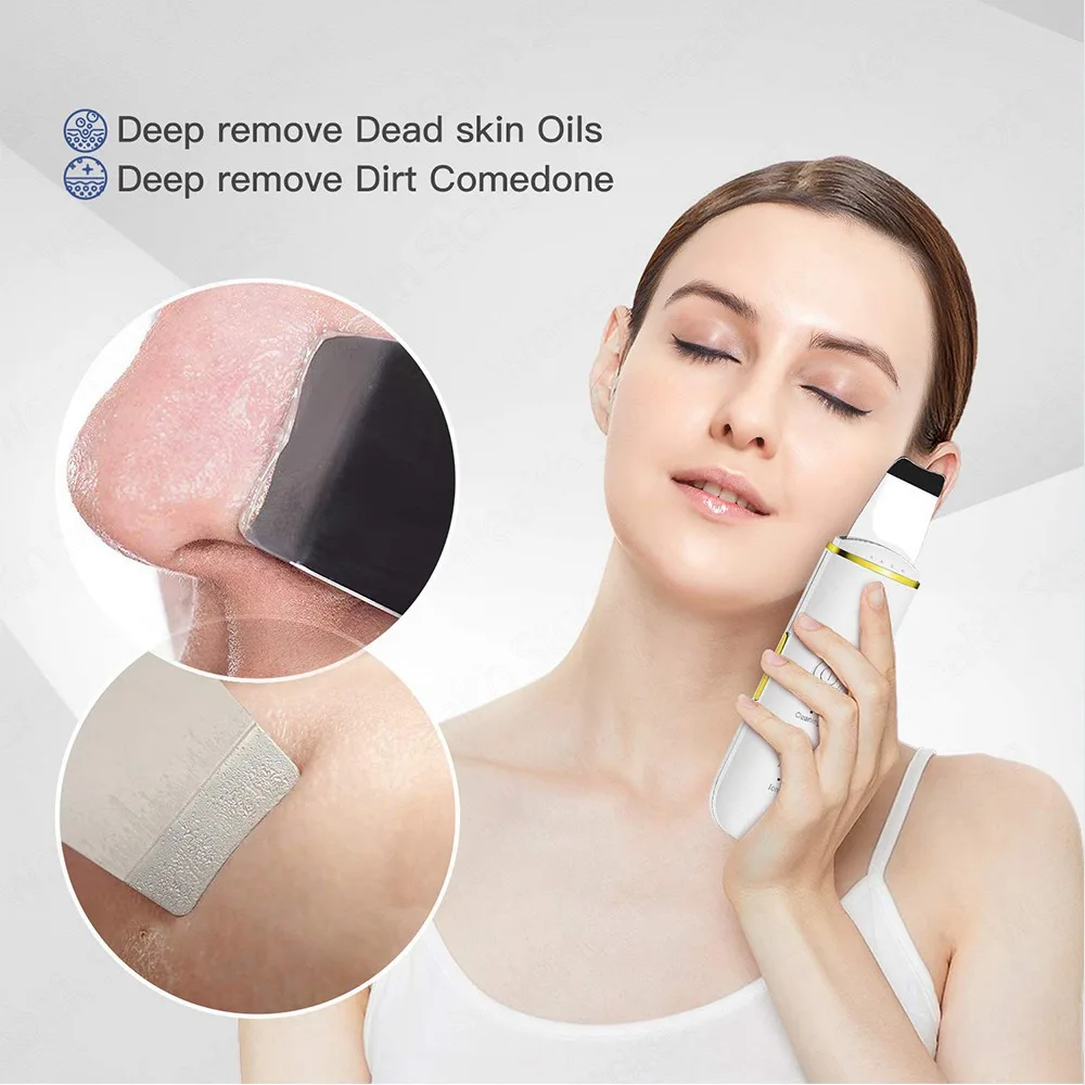 Facial Cleansing Ultrasonic Scrubber Blackhead Remover Face Cleaning Ultrasonic Cavitation Peeling Shovel Beauty Skin Face Care