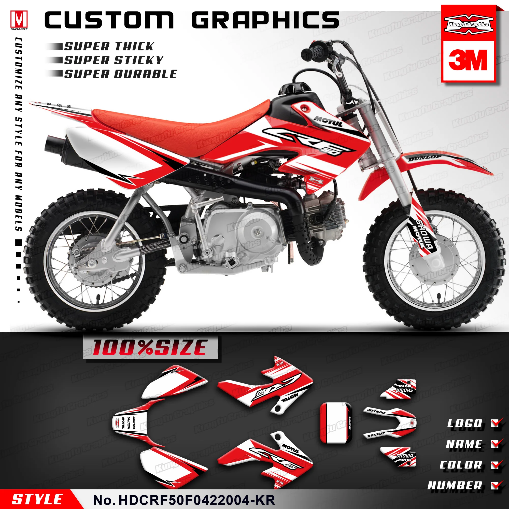 

KUNGFU GRAPHICS MX Sticker Set for Honda CRF50F 2004 2005 2006 2007 2008 2009 2010 2011 2012 2013 2014 2015 2016 2017 2018 2019