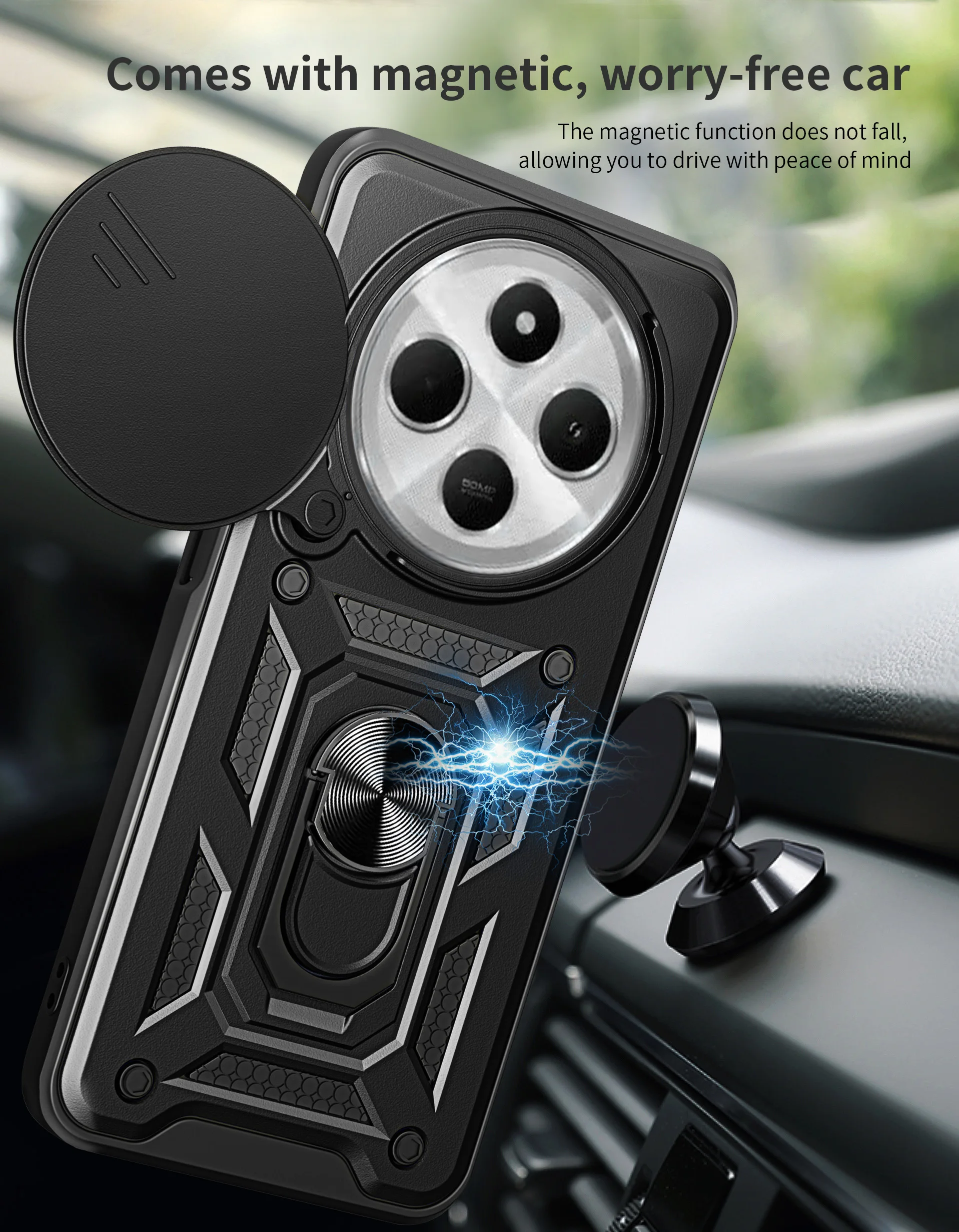Armor Shockproof Slide Lens Protective Phone Case Cover