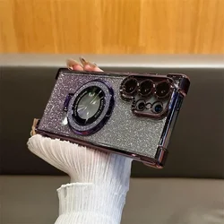 Custodia per telefono con supporto magnetico a gradiente glitterato