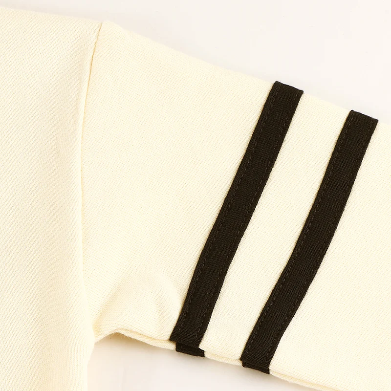 Mädchen Kleid lässig Outfit Kleider vorne Reiß verschluss lange Ärmel Mädchen Kleidung Stickerei Brief ein Kontrast Marine Streifen Familie Set – Detail 14