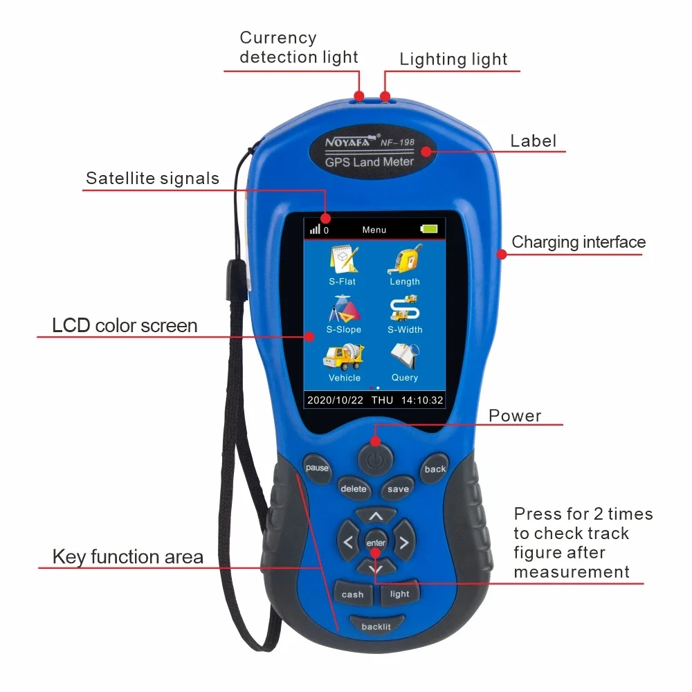 NOYAFA NF-198 Land Meter Test Device Survey Equipment for Farm Land Surveying Mapping Area Length Measurement Tool