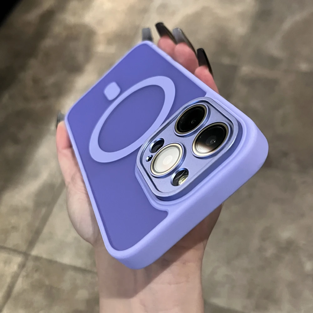 Matte Frosted Translucent Magnetic Case with Wireless Charging and Shockproof Bumper