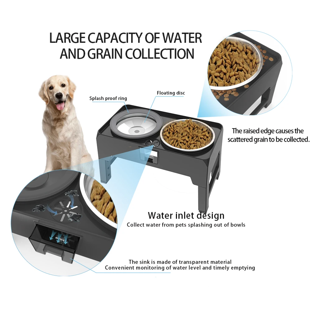 Stainless Steel Elevated Raised Dog Pet Feeder Double Bowl Food Water Stand  Tray