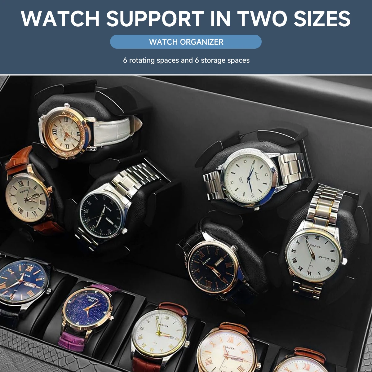 Watch Winders Box for Automatic Watches 6 watch Rotate Stand Automatic Watches Built-in LED Light Ultra Quiet Motor