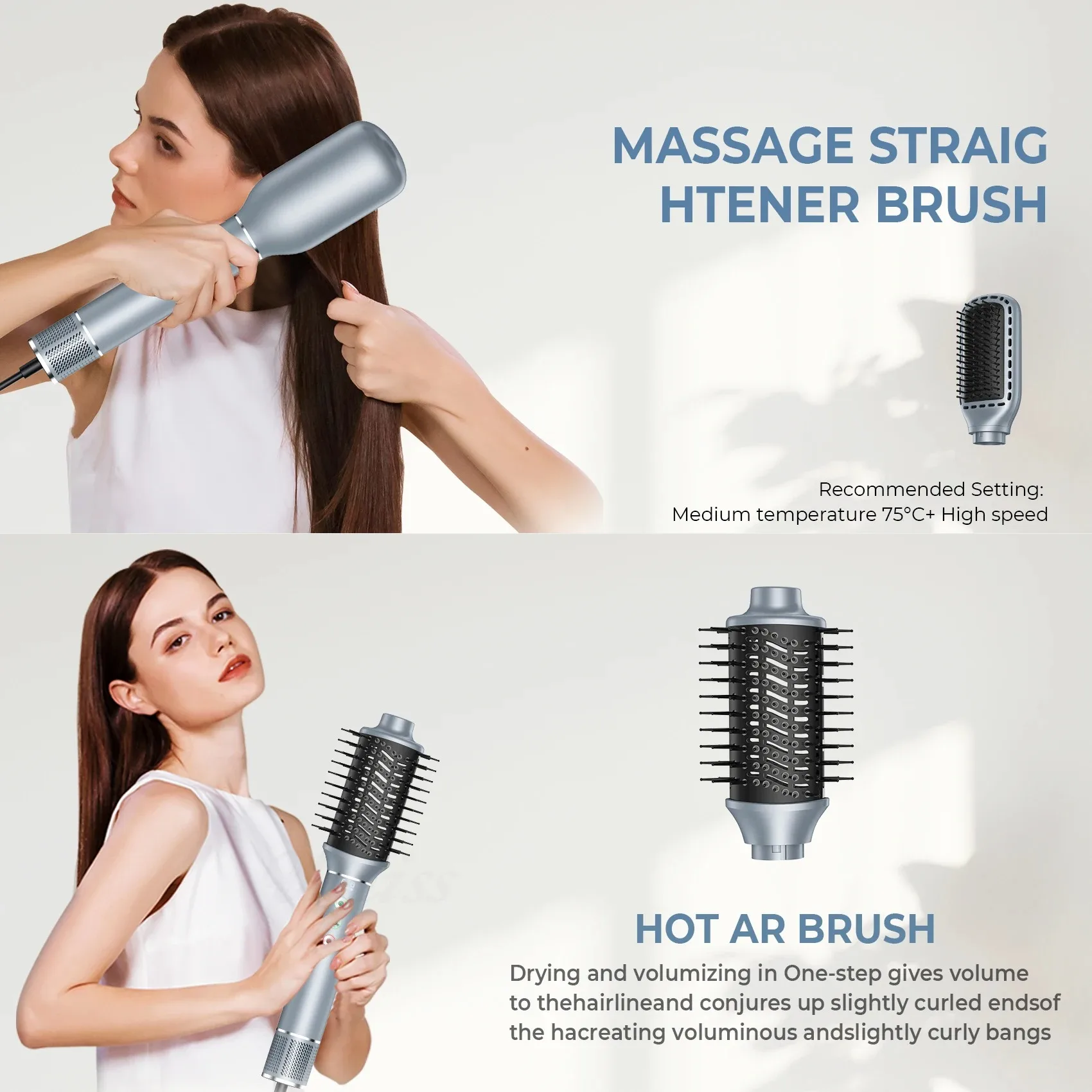 1400W Professional 5 in 1 Hair Dryer With Comb High-Speed Hot Air Brush Negative Ions Blow Dryer Brush Air Styling Curling Iron 3