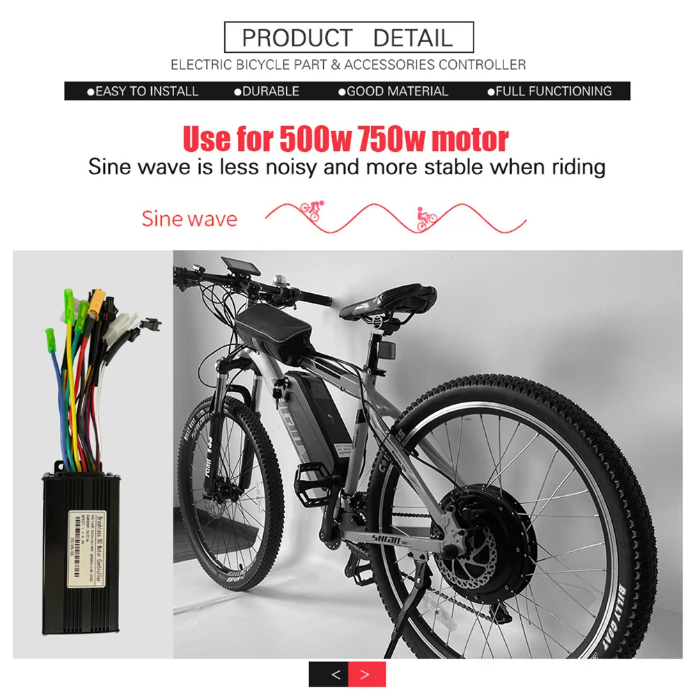 Controller brushless a onda sinusoidale JN 36/48V 26A 500/750W SM a tre modalità per biciclette elettriche, tricicli, e-bike e scooter elettrici. - immagine 6