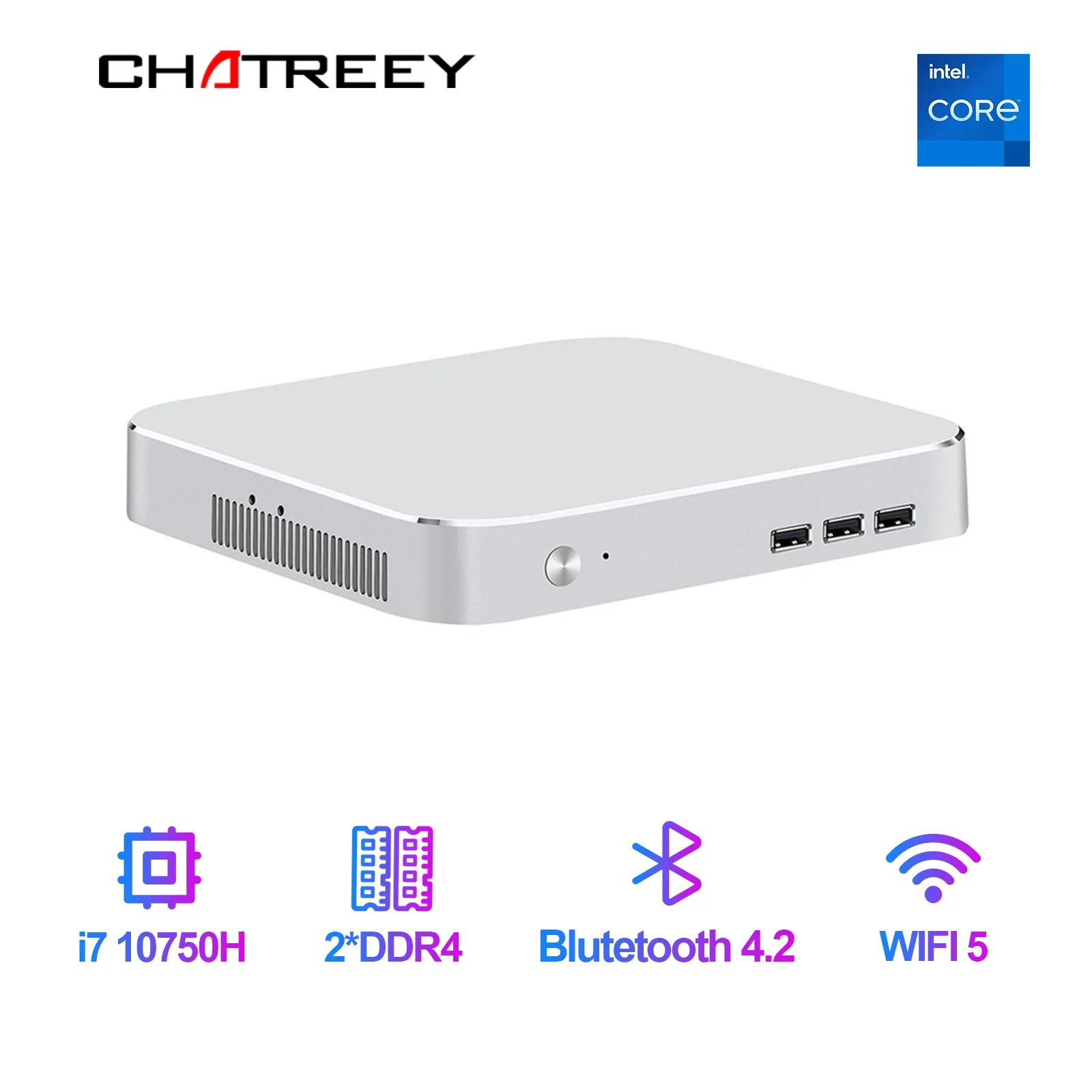 

Chatreey MAC Mini PC Intel Quad Core i5 10350H i7 10500H Pre-installed Windows 11 4K UHD HTPC Gaming Desktop Computer