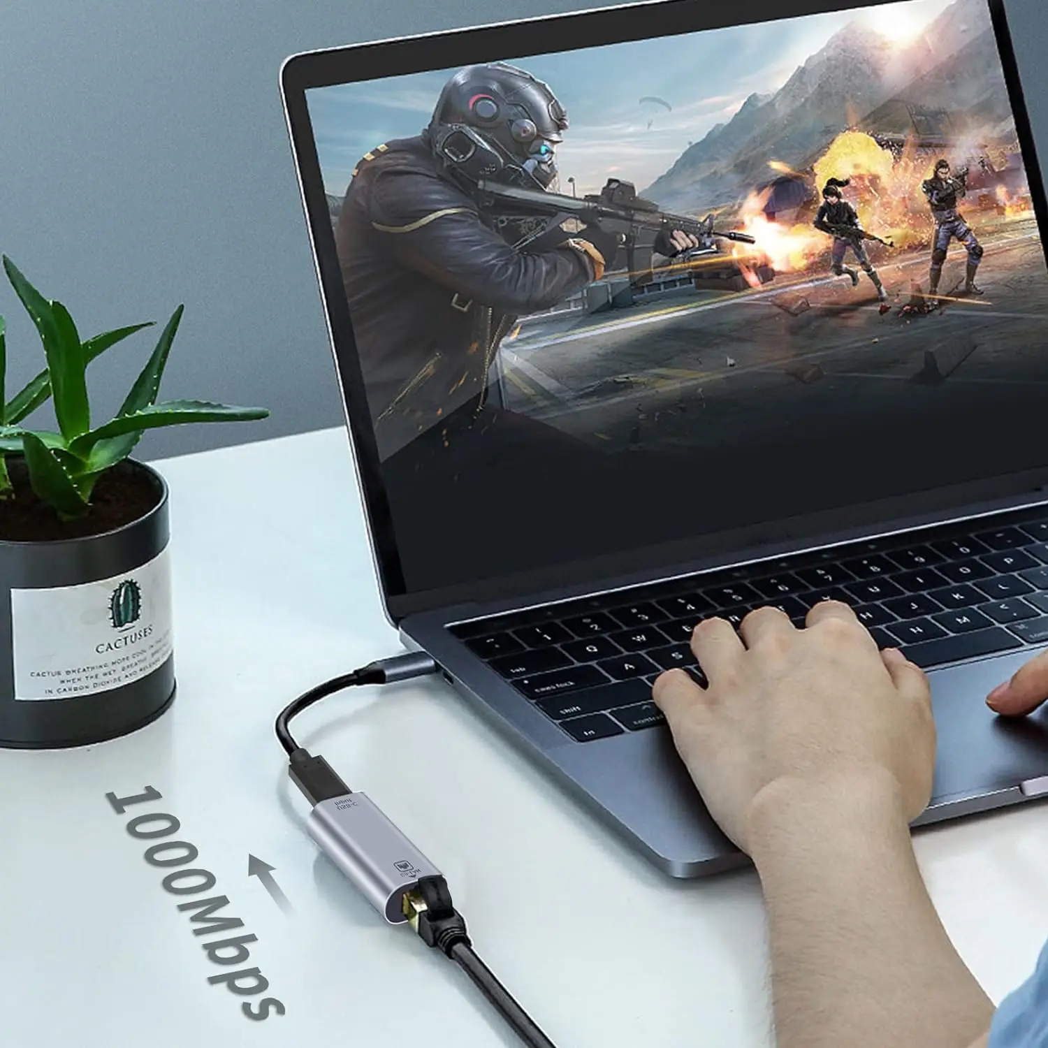 기가비트 USB C-이더넷 어댑터, RJ45 암-USB C 암 어댑터, USB C-RJ45 어댑터, 최대 1000, 100, 10Mbps 이더넷 LAN