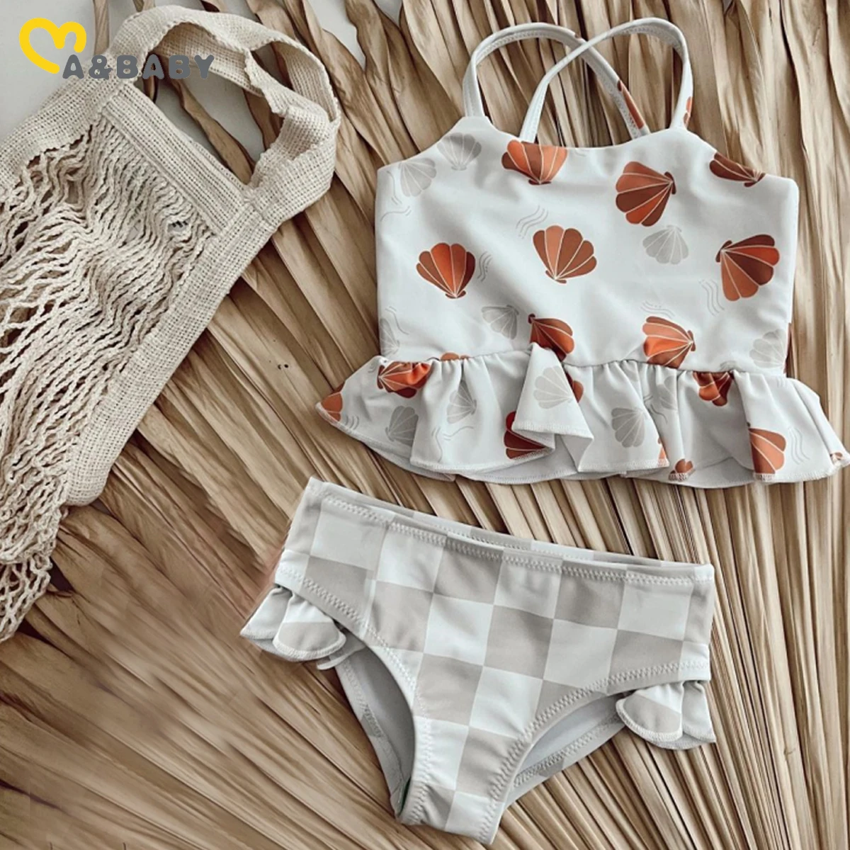 ma&baby 6m 4Y Infant Toddler Kid Baby Girls Swimsuit Shell Plaid Print
