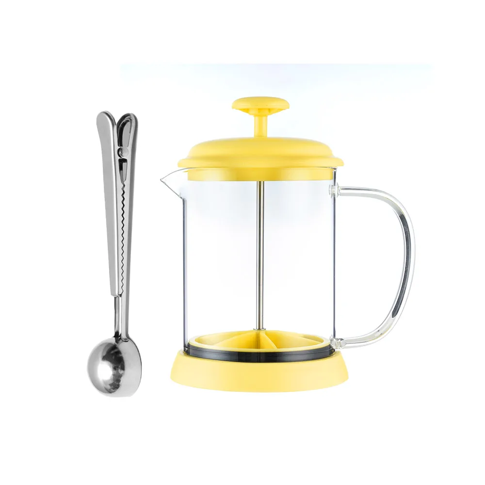 Premium French Press Coffee & Tea Maker with Milk Frother - High Borosilicate Glass