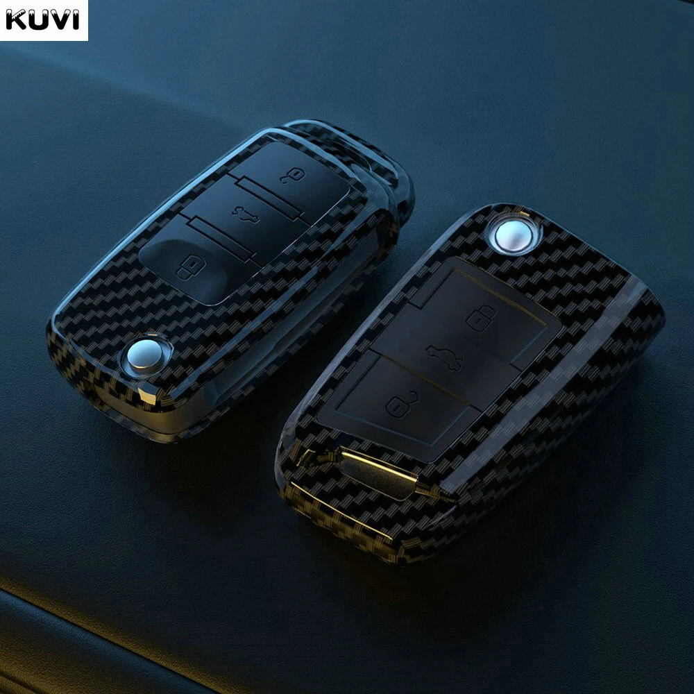 Key Case Carbon Fiber ABS Car Key Case Cover Shell for VW Volkswagen Polo Tiguan Passat Golf 7 MK Jetta Skoda Kodiaq Superb Octavia Seat