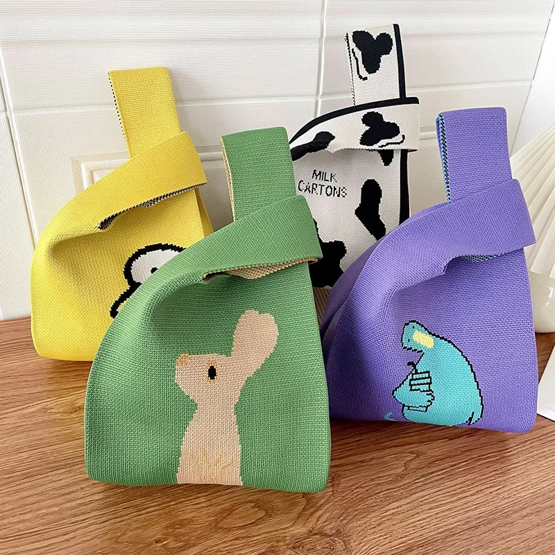 

Korean Version of Niche Design Cute Cartoon Knitted Hand Bag Students Out of The Street Large Capacity Underarm Bag