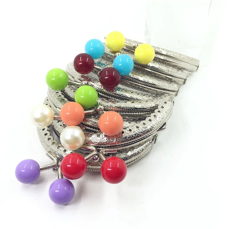 10PCS 8.5CM Small Candy Head Silver Semicircle Metal Coining Pattern Purse Frame Bag Kiss Clasp DIY Bag Sewing Accessories
