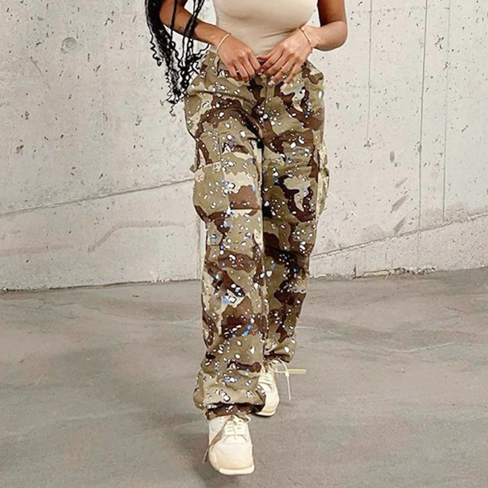 

Boyfriend Style Cargo Pants Chic Y2k Vintage Baggy Casual Pants Women Fashion Streetwear Pocket Patchwork Trousers Aesthetic 90s