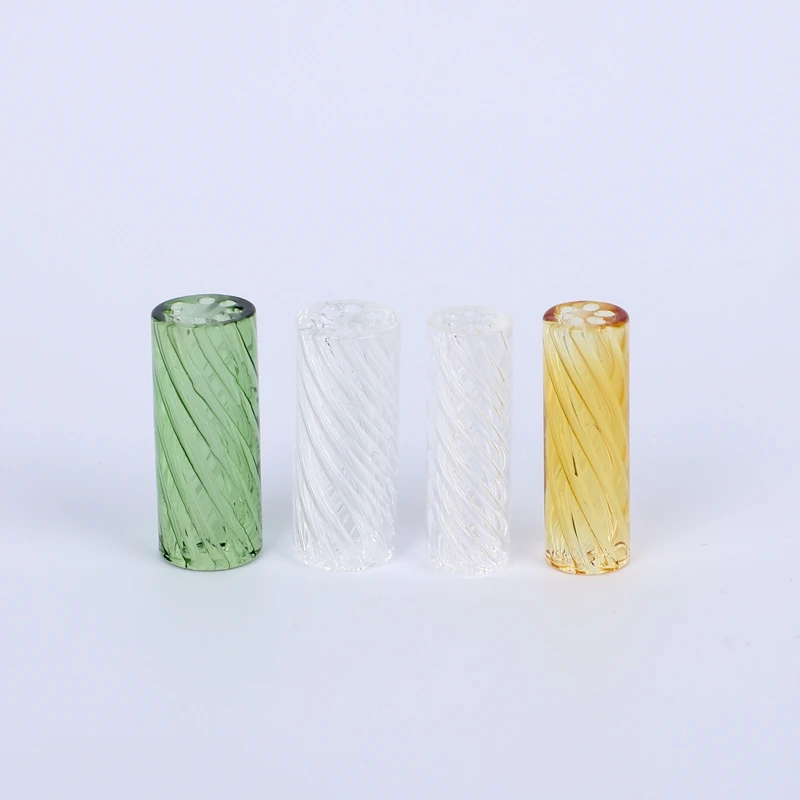 Retail 5pcs/box In Stock 8 Holes Spiral Screw Line Style Transparent Smoking Glass Filter Tips with 8 Holes Smoking Accessories