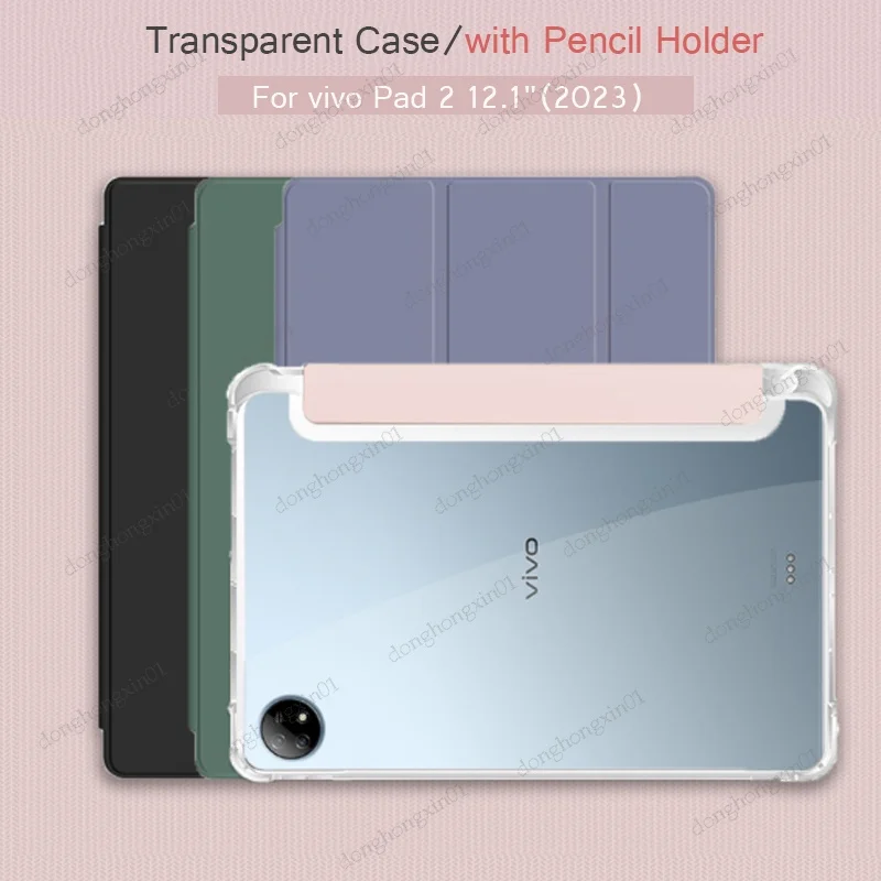 

Soft TPU Silicone Case For vivo Pad 2 12.1"(2023) Trifold Stand With Pencil Holder Trifold Case For vivo Pad Air 11.5" Pad 11"
