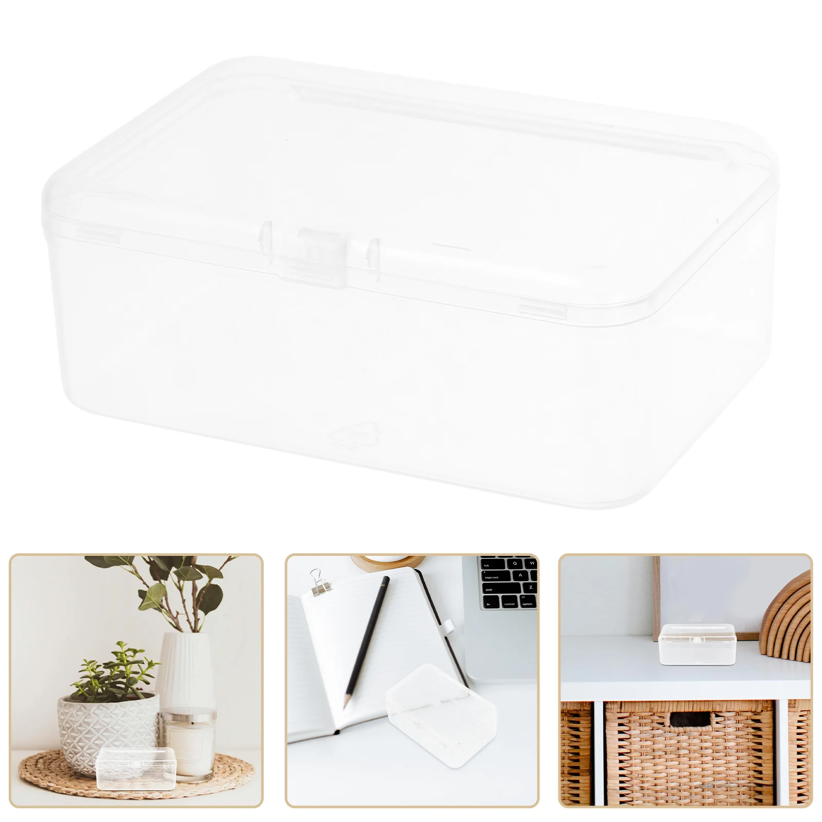 Transparent Storage Box Small Clear Plastic Containers Playing Card Case Boxes Hinge for Mini Travel Stickers