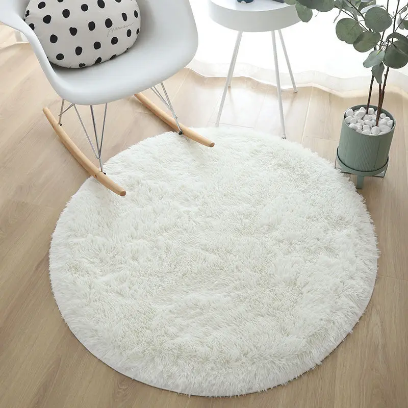 Thickened Plush Rugs Round Carpet For Living Room Sofa Foot Pad 2025 Fluffy Soft Kids Bedroom Cushion Balcony Hanging Basket Mat