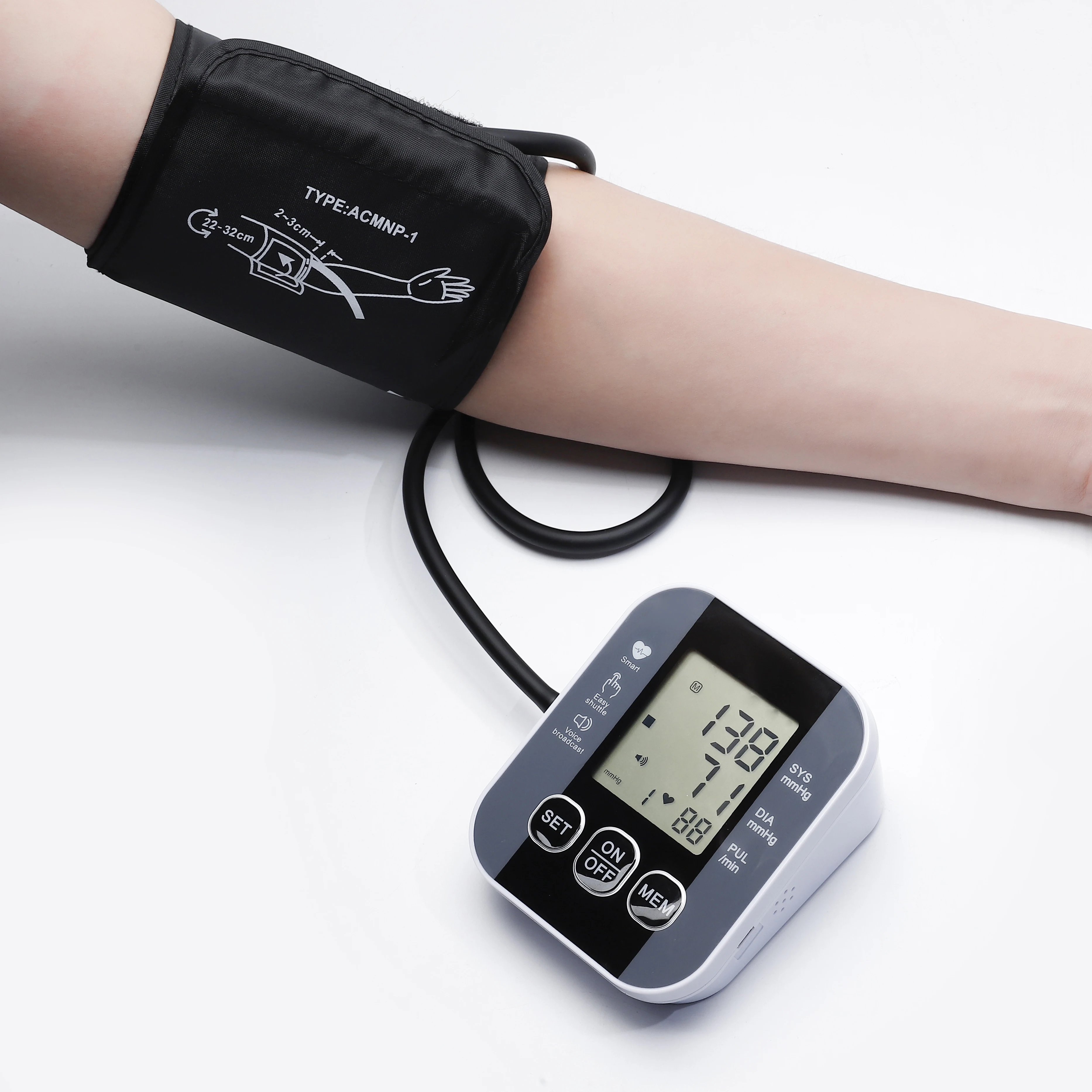Medical Arm Blood Pressure Meter Tensiometers Tonometer Cuff Fever Thermometer Oximeter Heart Rate 3 IN 1 Set 4