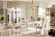  Custom-made retro solid wood beech European-style dining table 2.5 meters white gold retro texture villa restaurant home 