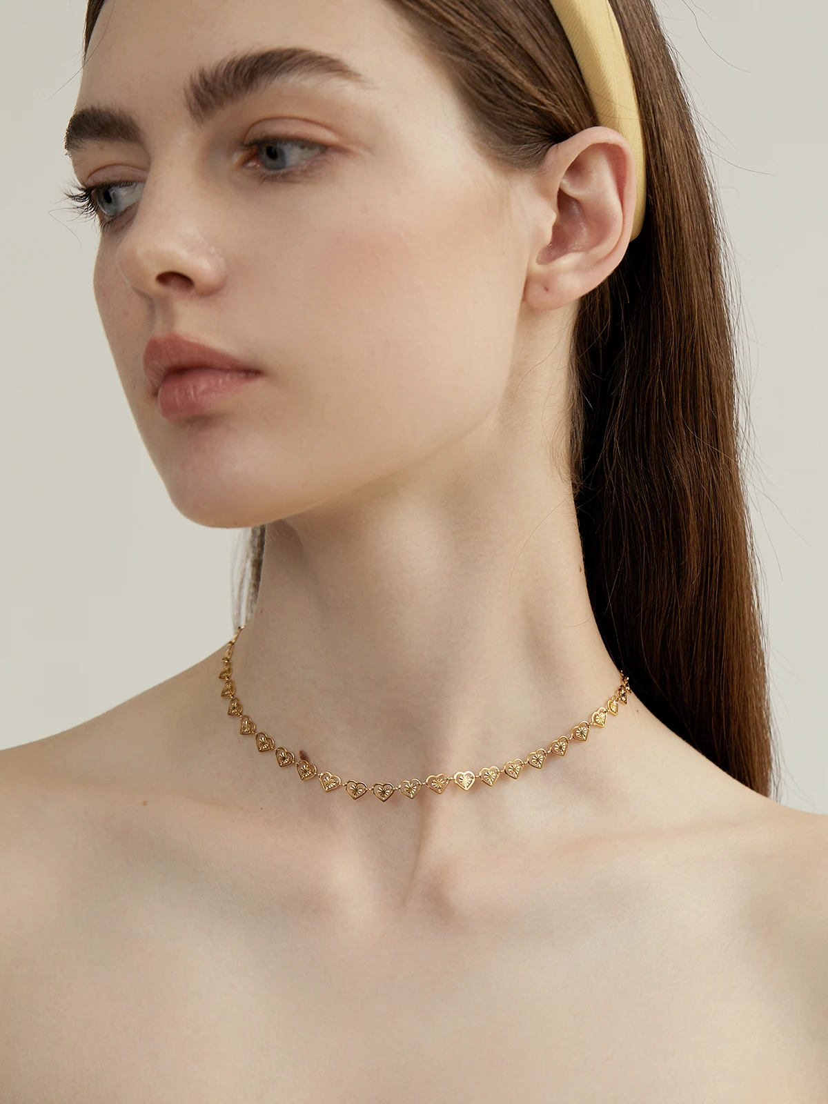 

Love Necklace Heart Clavicle Chain Trendy Gold Color Choker Titanium steel For Women Fashion Jewelry Personalized Gift