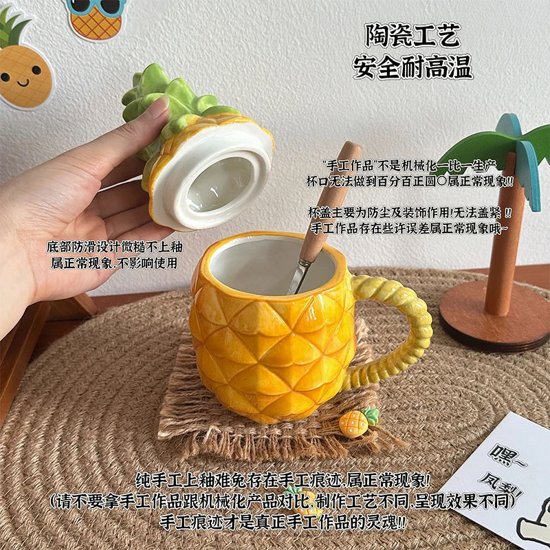 Description Picture 3 of itemLids Creative Coffee Cup Ceramic Latte Art Portable Espresso Coffee Cup Mug Bubble Tea Caneca Ceramica House Accessories