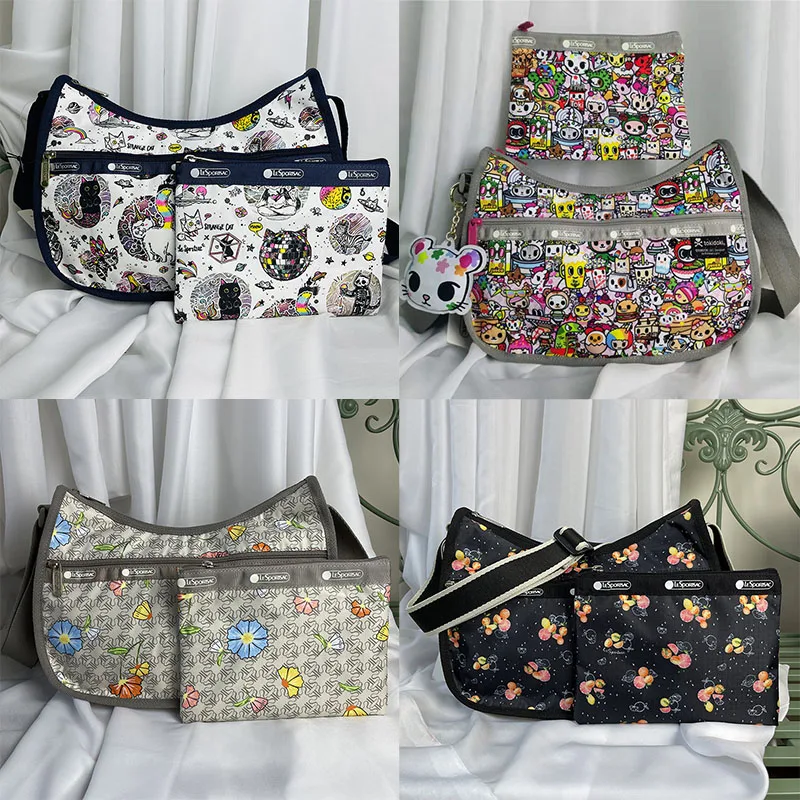 

New Lesportsac Anime Cartoon Co Branded Printing Nylon Straddle Shoulder Straddle Backpack Christmas Children's Birthday Gift