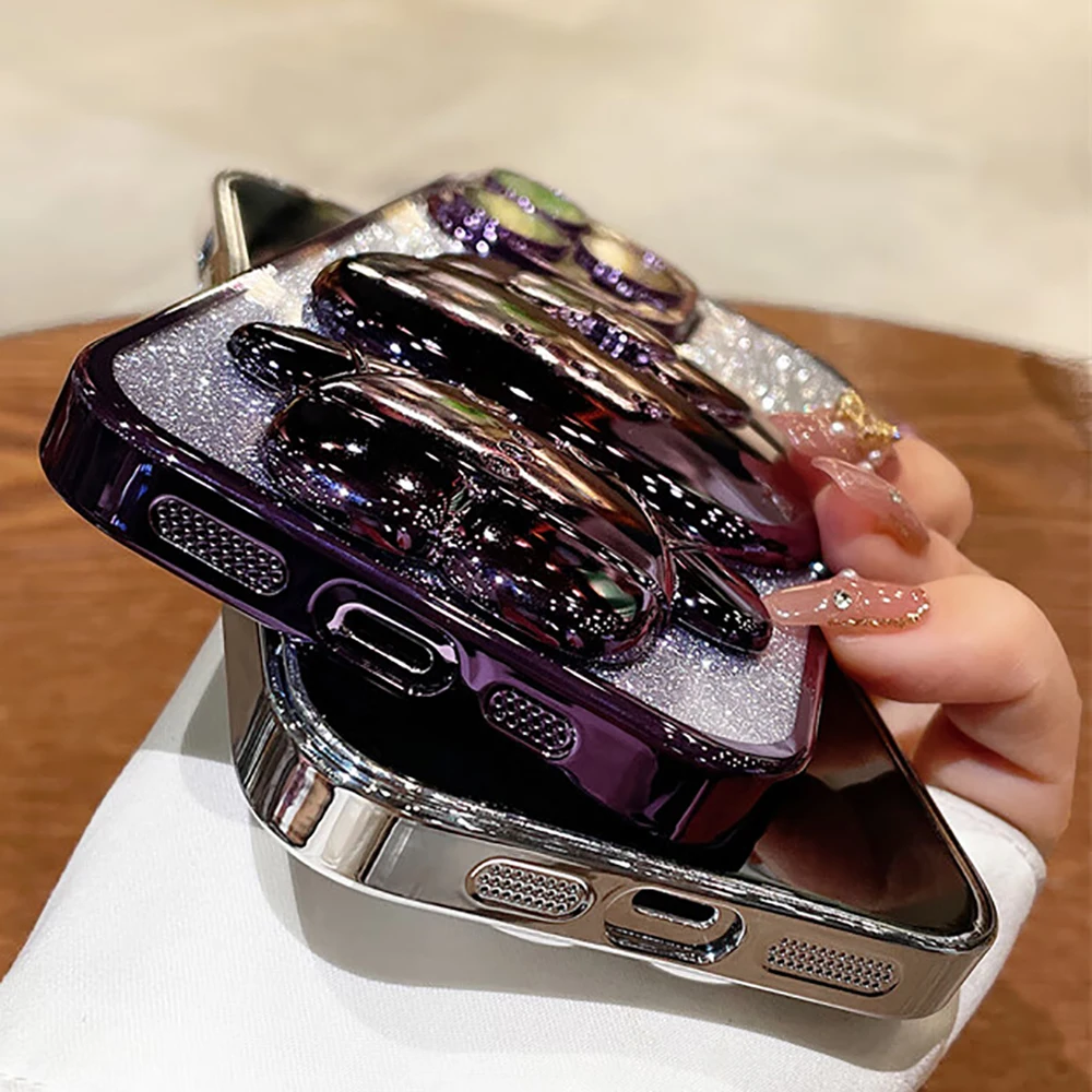 Elegant Rabbit Mirror Bracket Electroplated Phone Case