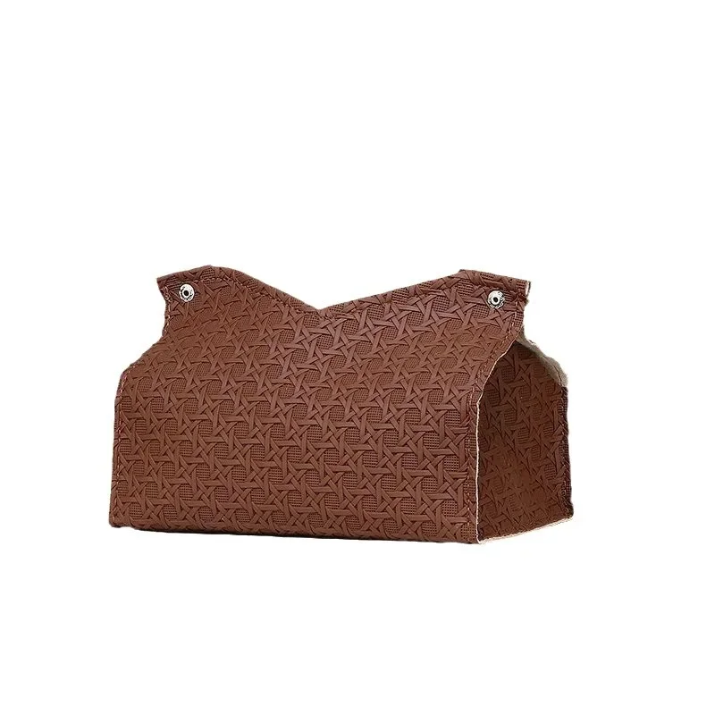 Modern Minimalist and Luxurious Living Room Coffee Table Dining Room Tabletop Tissue Box Creative Leather Drawstring Paper Box 6