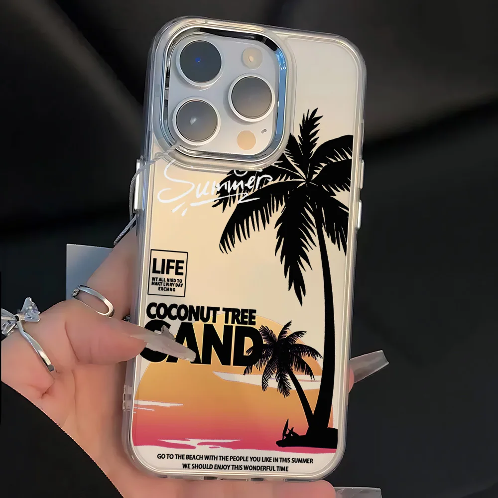 Summer Beach Scenery Transparent Phone Case - Soft Silicone TPU Back Cover