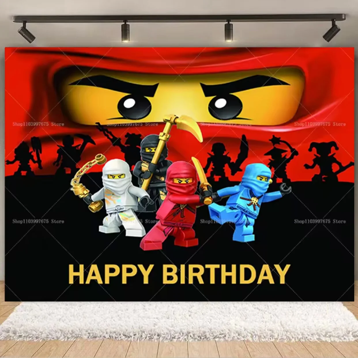 NINJAGOS Geburtstagszubehör, Party-Banner, Kind, Cartoon-Spiel, Dekoration, Hintergrund, Fotografie, Babyparty, Hintergrund, Junge, Geschenke – Detail 2