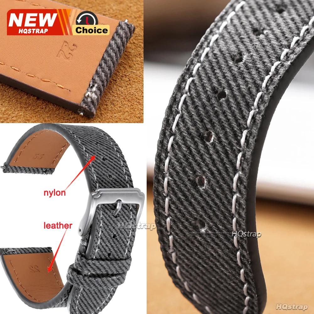 Vintage Leather Denim-Style Watchband Strap - Versatile Unisex Accessory