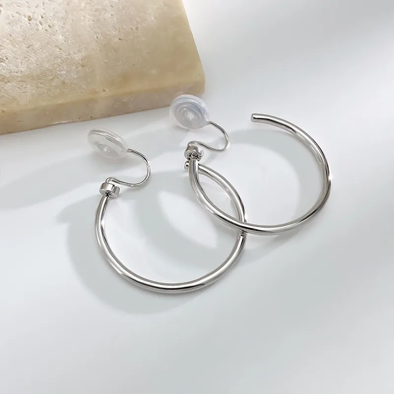 No piercing ear loops Earrings for women Electroplated real gold Diameter 4CM