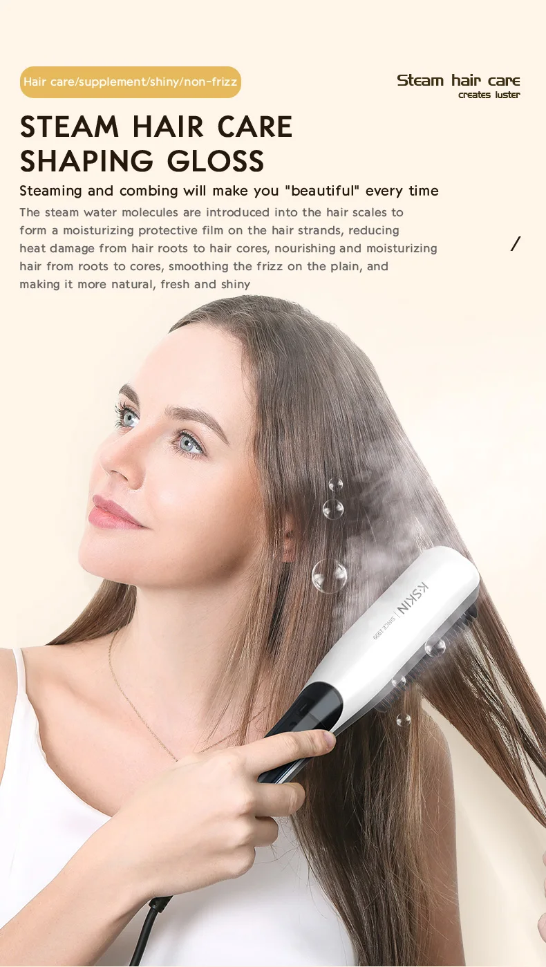 New Hot Mist Care With Water&Anti-scalding Electric Intelligence Curling Hair Steaming Straightener Brush 2 In 1 Comb