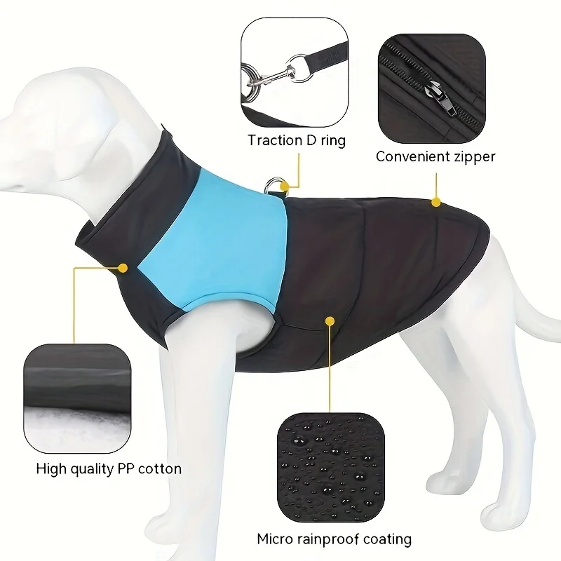 1pc Dog Coat, Autumn And Winter Outfits, Pet Clothes, Dog Down Jacket, Small, Medium And Large Clothing For Cold Weather